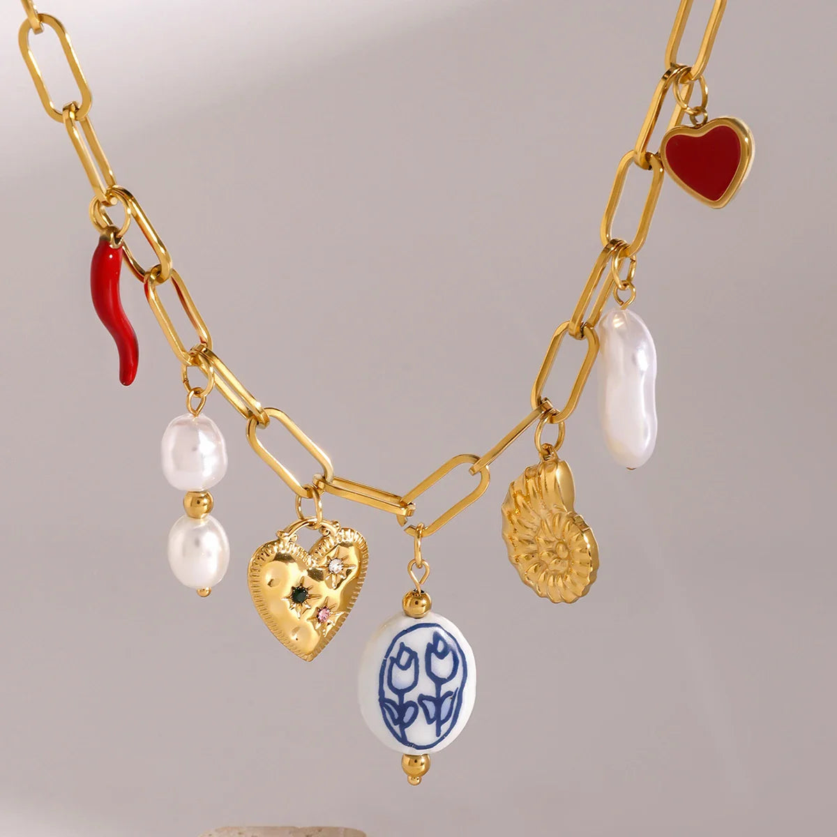 Spicy Pepper Pear Ceramic Charm Chain
