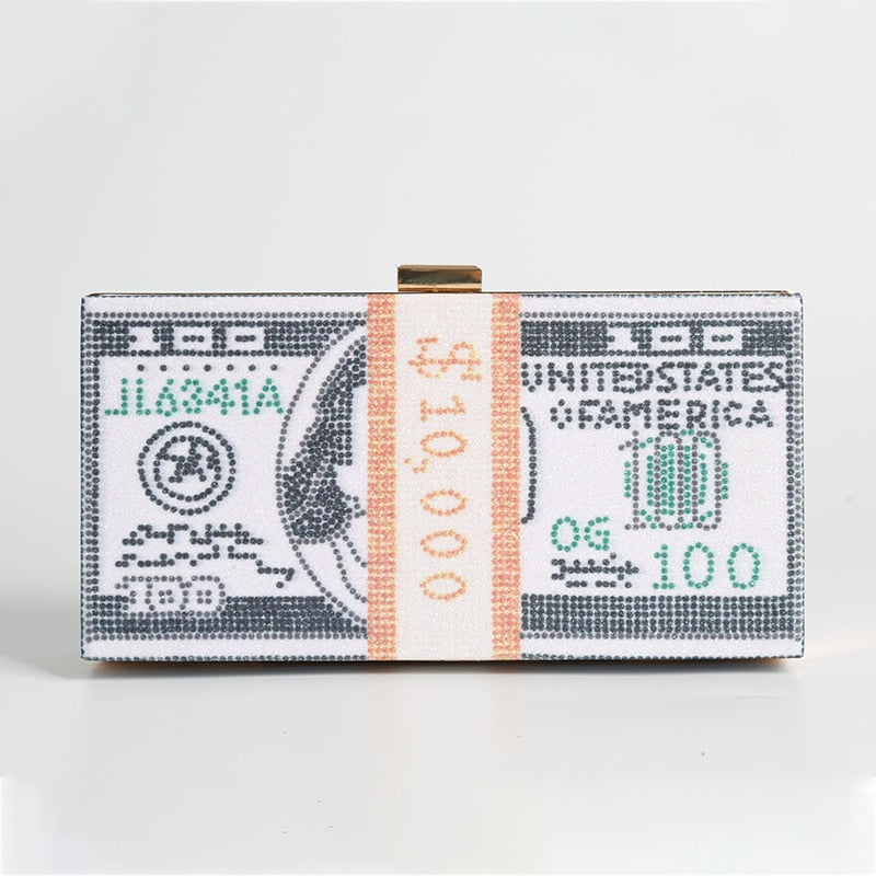 Rhinestones Money Clutch Purse