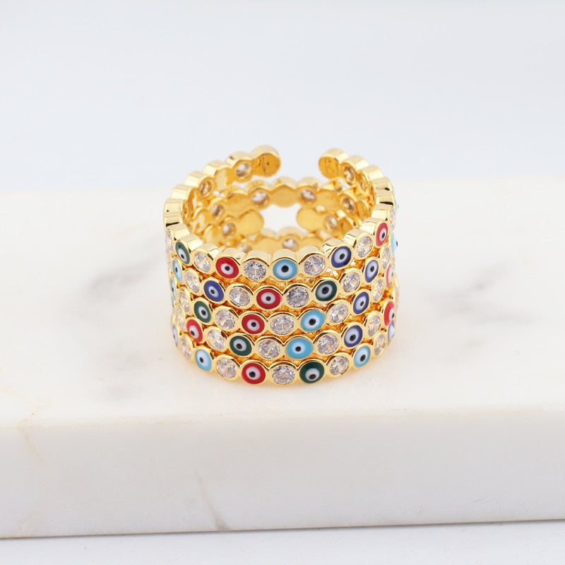 Rainbow Evil Eye Ring