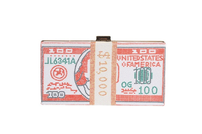 Rhinestones Money Clutch Purse