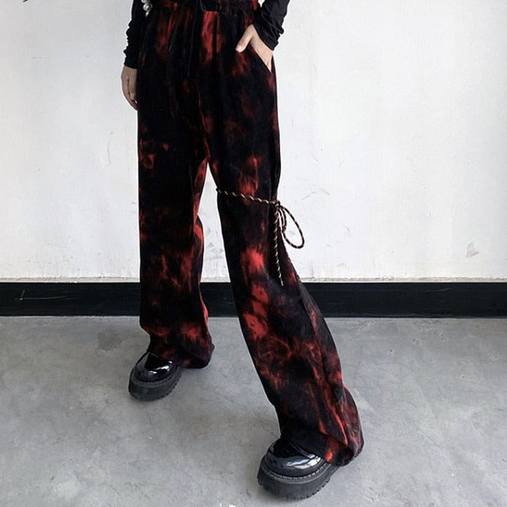 Tie Dye Blood Trousers With Tie