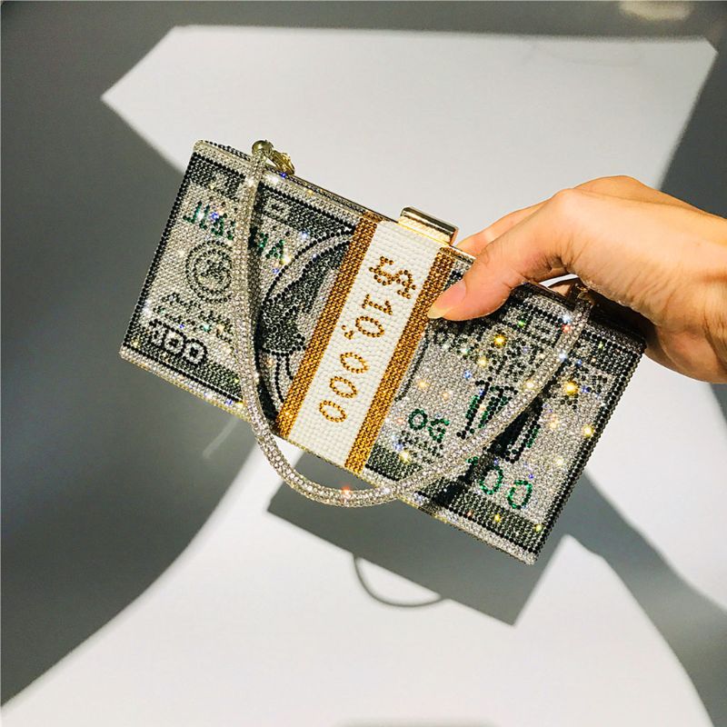 Rhinestones Money Clutch Purse