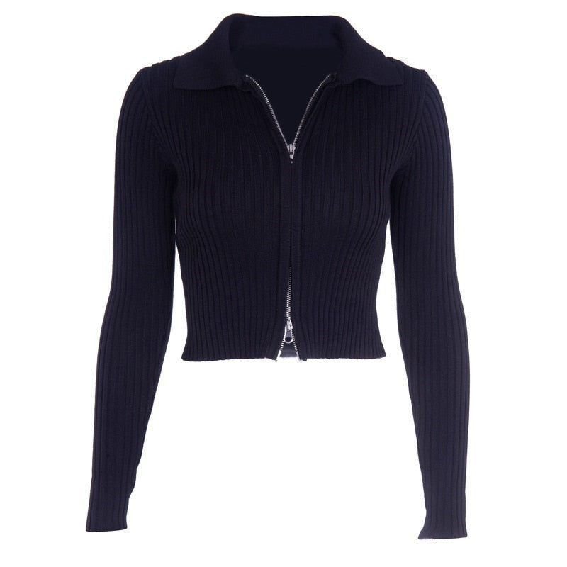 Ribbed Zip Up Sweater