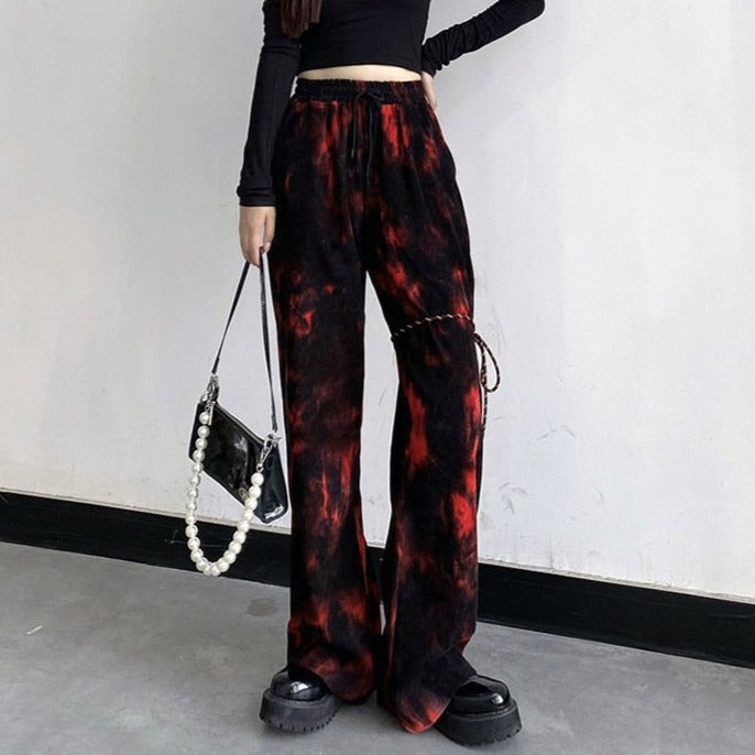 Tie Dye Blood Trousers With Tie