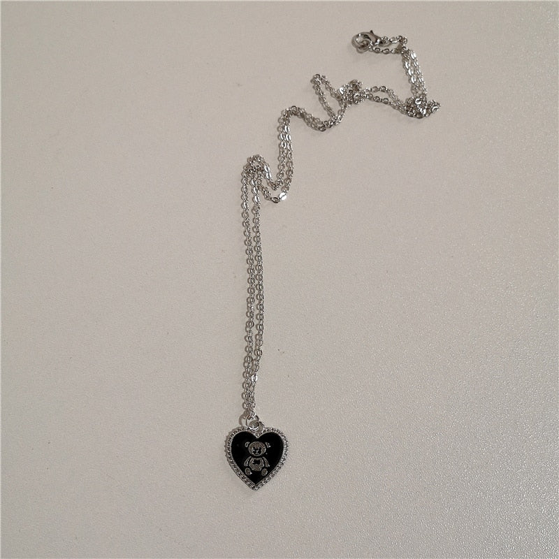 Silver Hearts Necklace Set