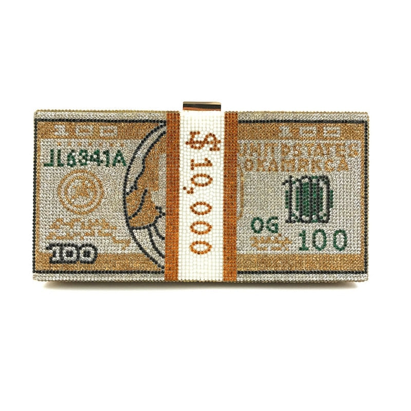 Rhinestones Money Clutch Purse