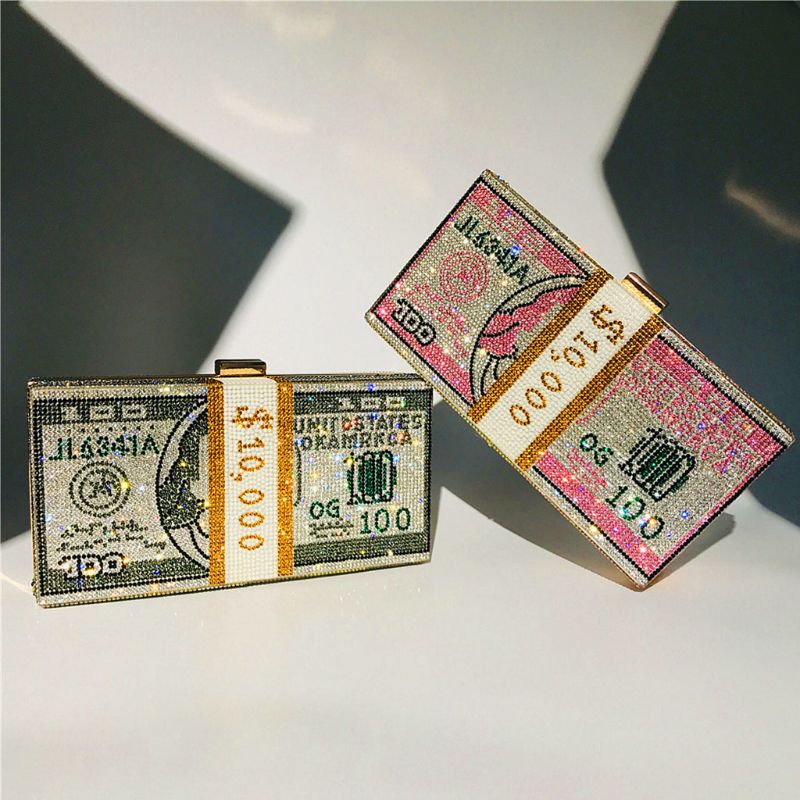 Rhinestones Money Clutch Purse