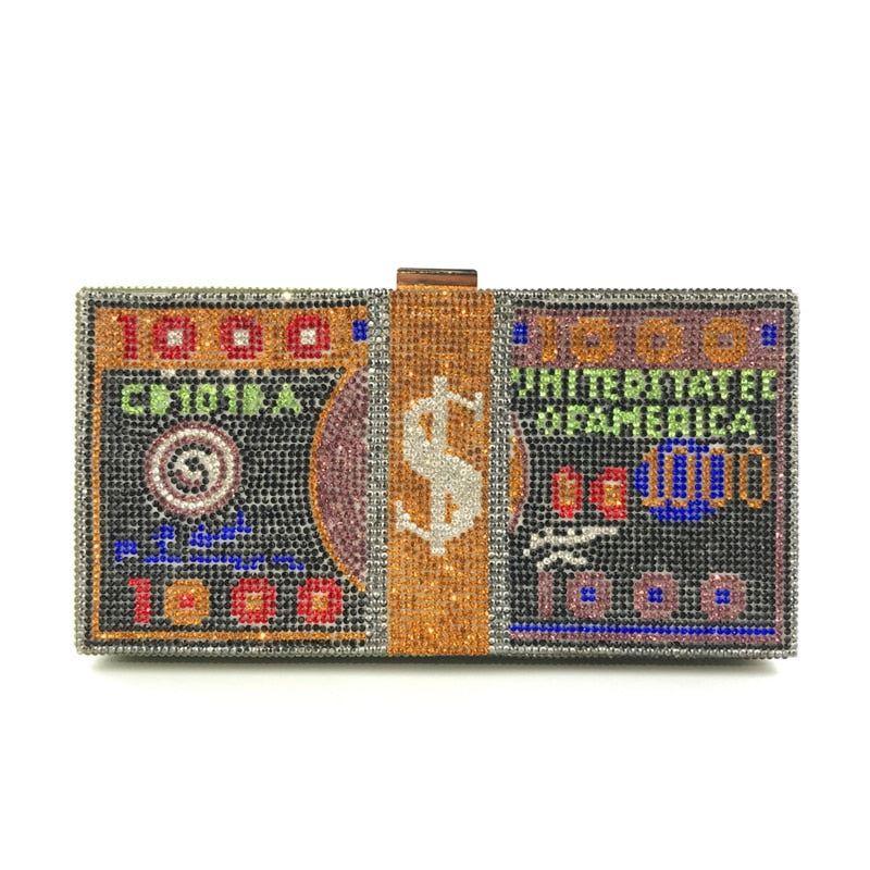 Rhinestones Money Clutch Purse