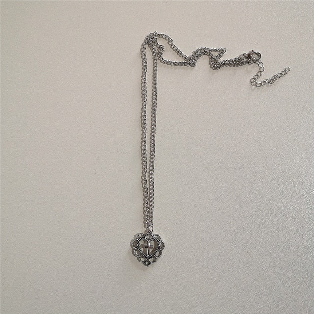 Silver Hearts Necklace Set