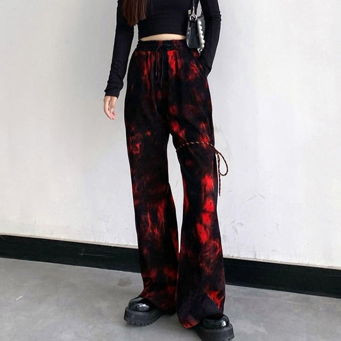 Tie Dye Blood Trousers With Tie