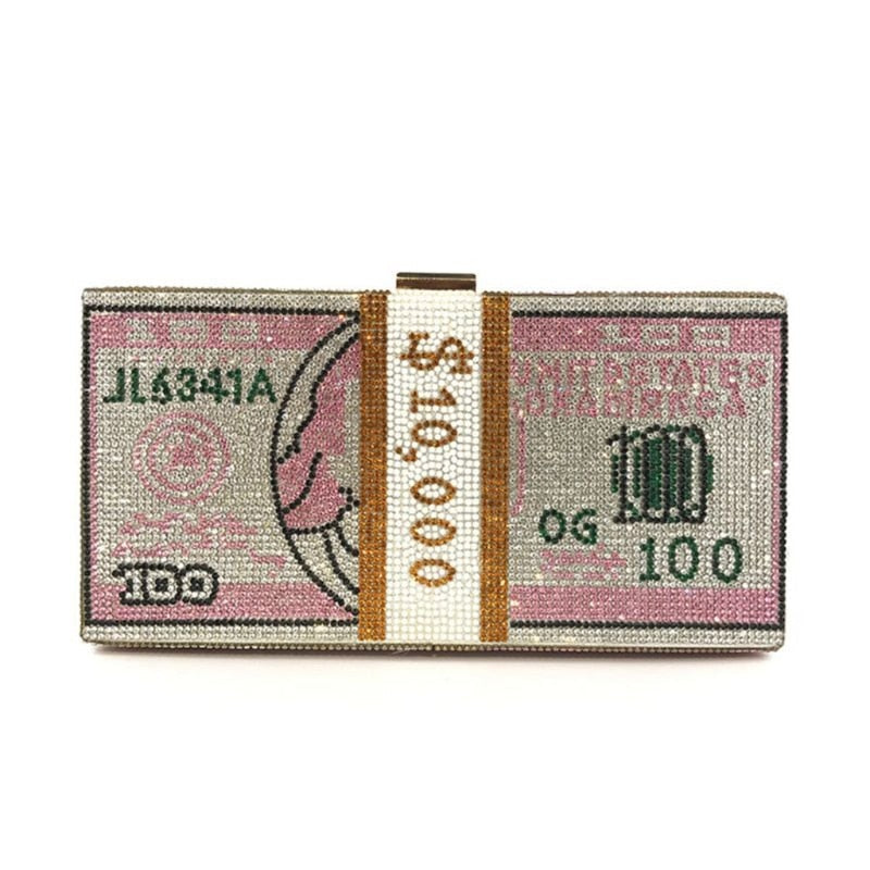 Rhinestones Money Clutch Purse