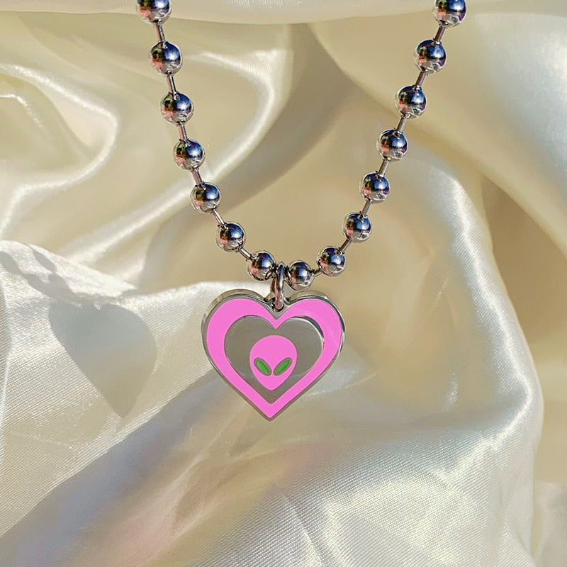 Pink Alien Necklace