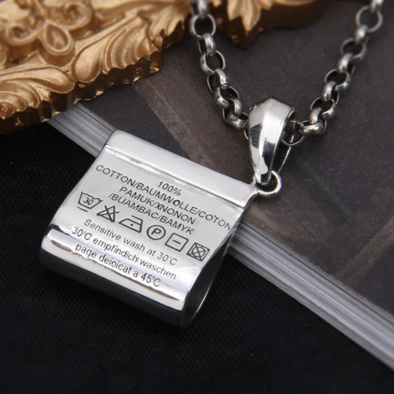 Solid Silver Wash Tag Necklace