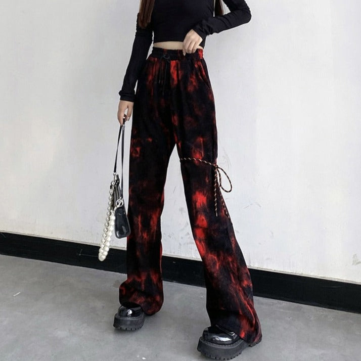 Tie Dye Blood Trousers With Tie