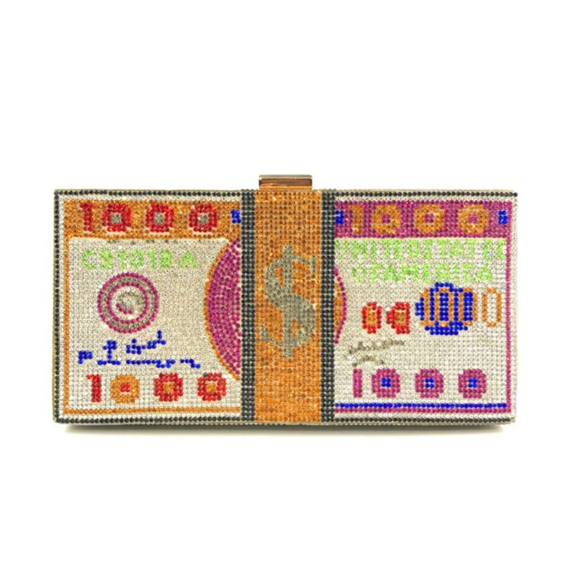 Rhinestones Money Clutch Purse