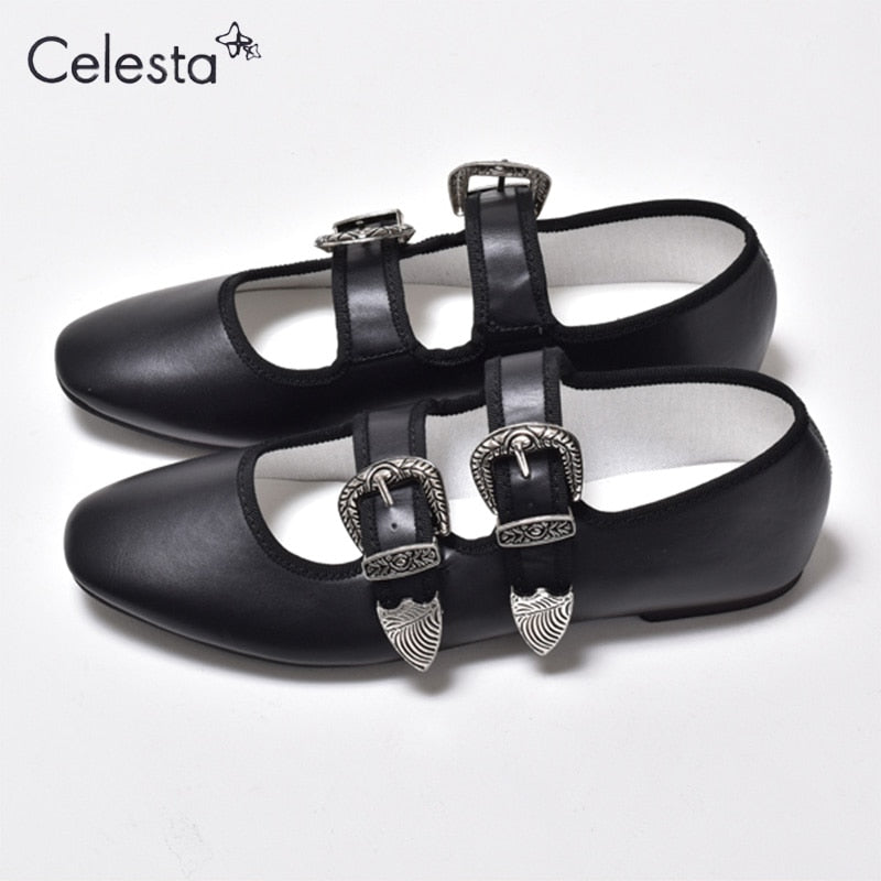 Buckled Ballerina Flats