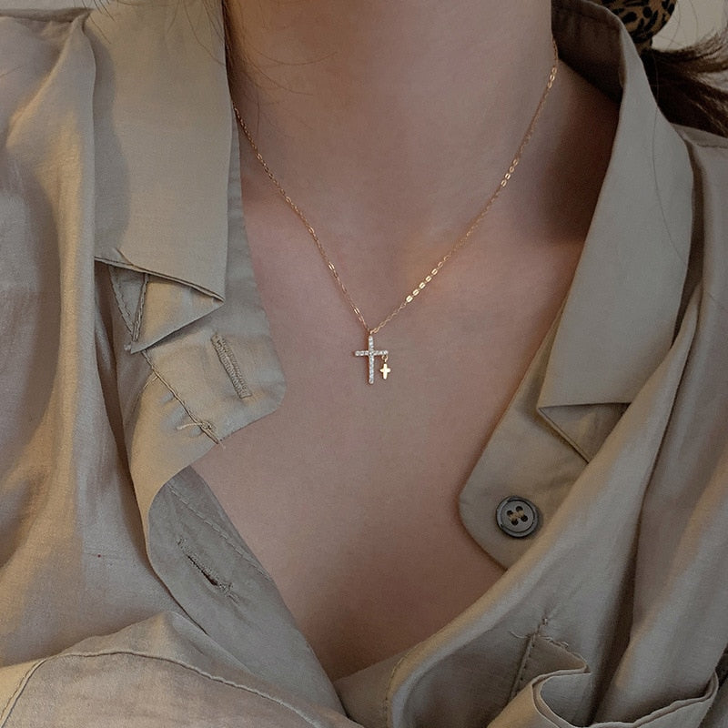 Double Cross Necklace