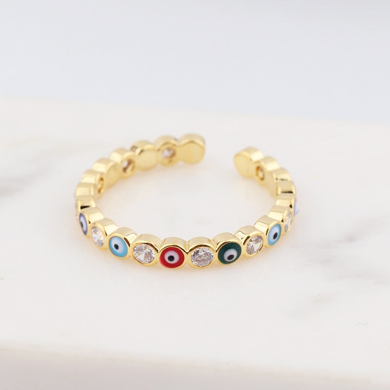 Rainbow Evil Eye Ring