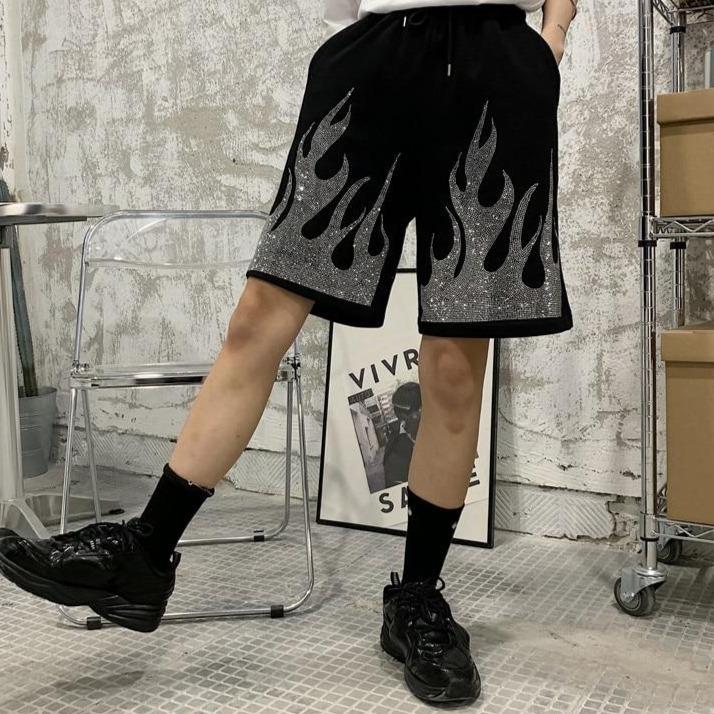 Rhinestone Flame Shorts