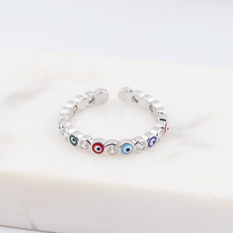 Rainbow Evil Eye Ring