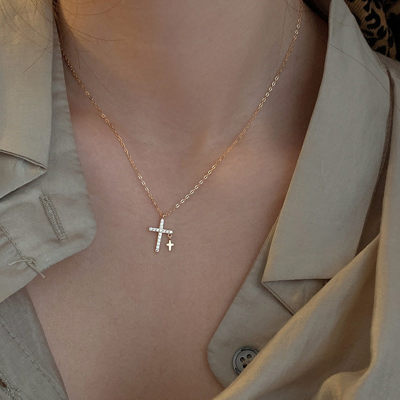 Double Cross Necklace