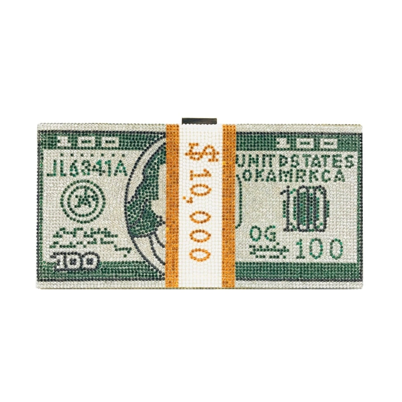 Rhinestones Money Clutch Purse