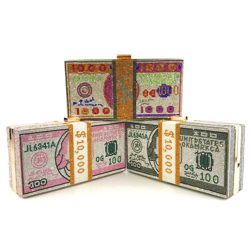 Rhinestones Money Clutch Purse