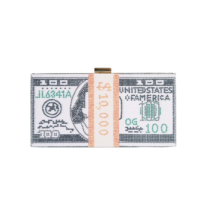 Rhinestones Money Clutch Purse