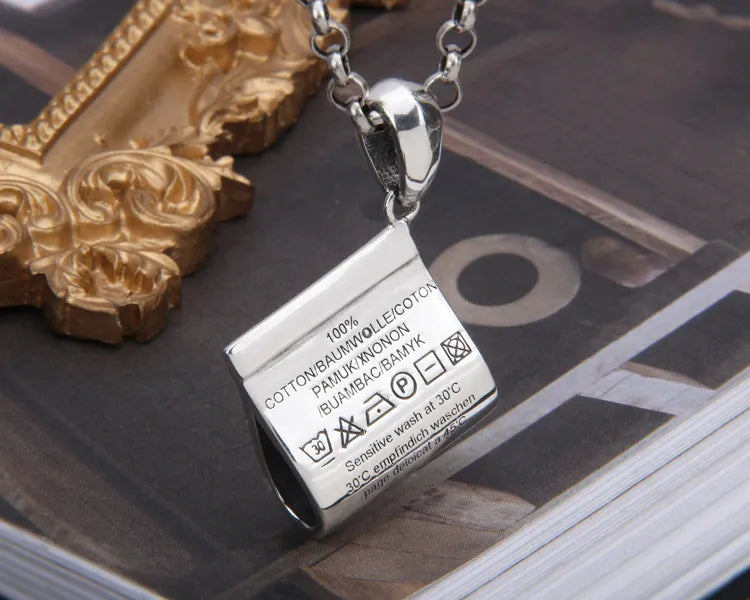 Solid Silver Wash Tag Necklace
