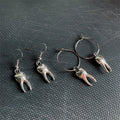 2 Pair Silver Tooth Earrings