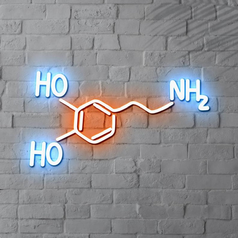 Molecule of Dopamine Neon Light
