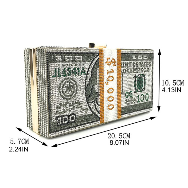Rhinestones Money Clutch Purse