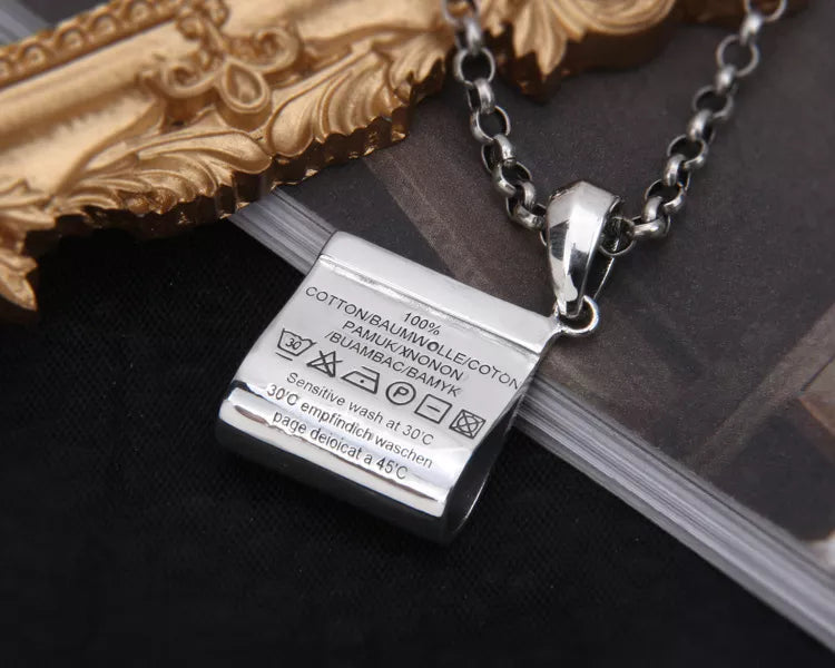 Solid Silver Wash Tag Necklace