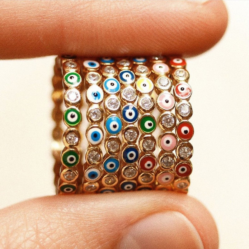 Rainbow Evil Eye Ring
