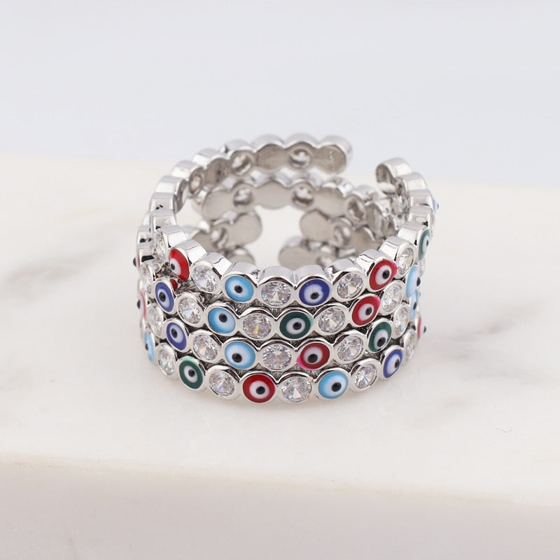 Rainbow Evil Eye Ring