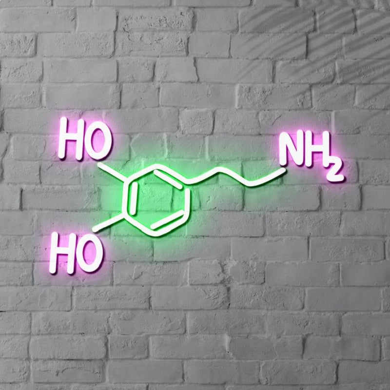 Molecule of Dopamine Neon Light