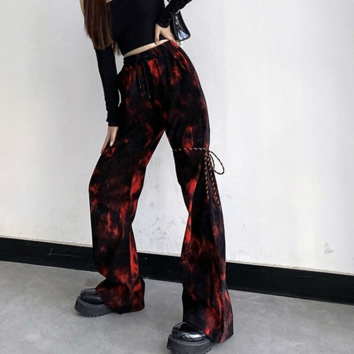 Tie Dye Blood Trousers With Tie