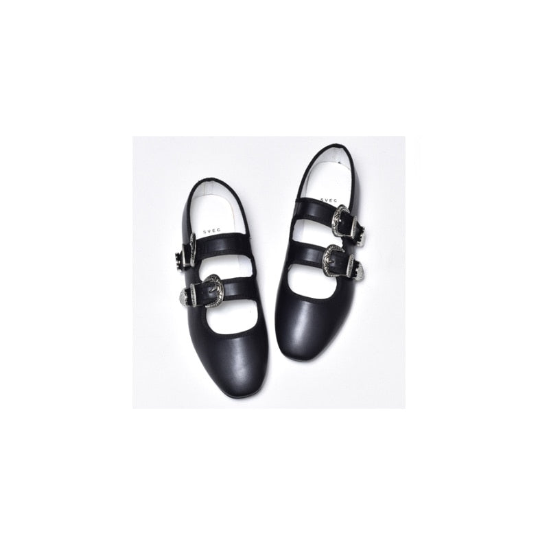 Buckled Ballerina Flats