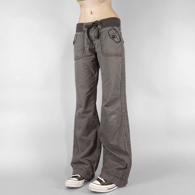 Pin Stripe Y2k Low Rise Boot Cut Jeans