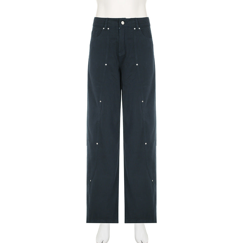 Pin Stripe Y2k Low Rise Boot Cut Jeans