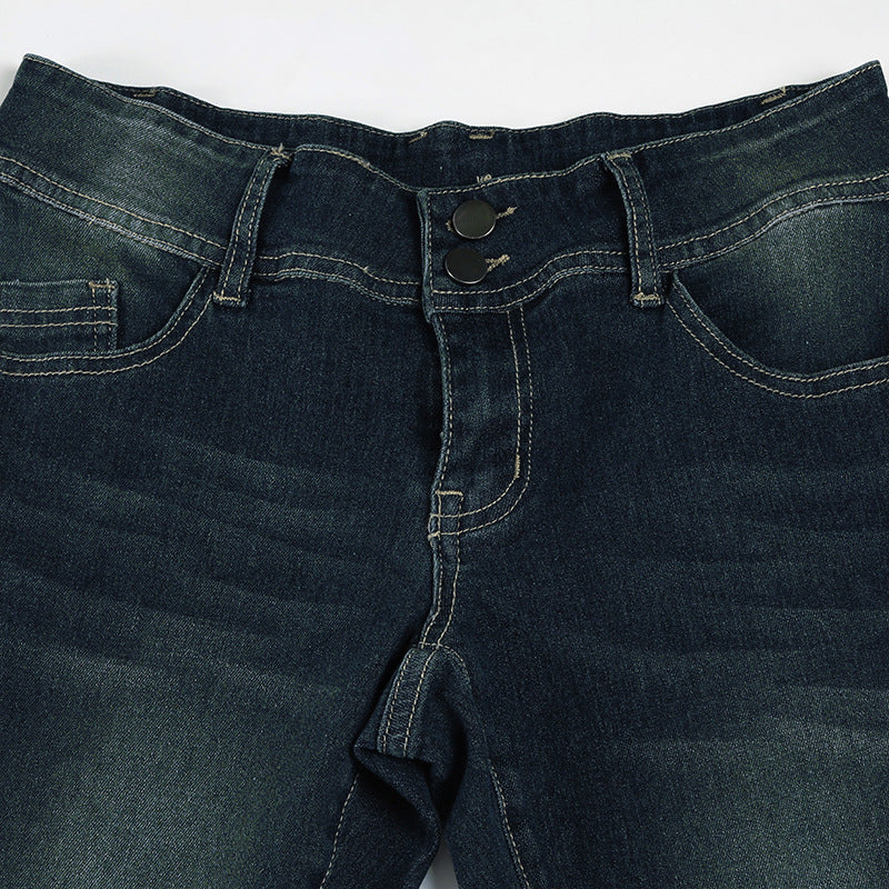 Pin Stripe Y2k Low Rise Boot Cut Jeans