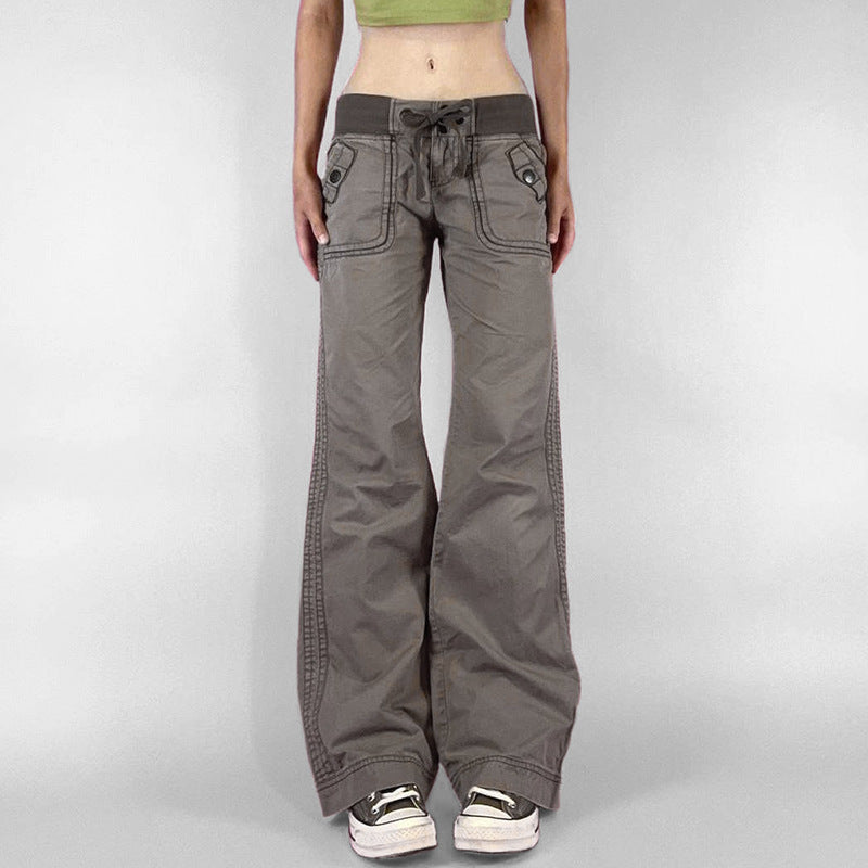 Pin Stripe Y2k Low Rise Boot Cut Jeans