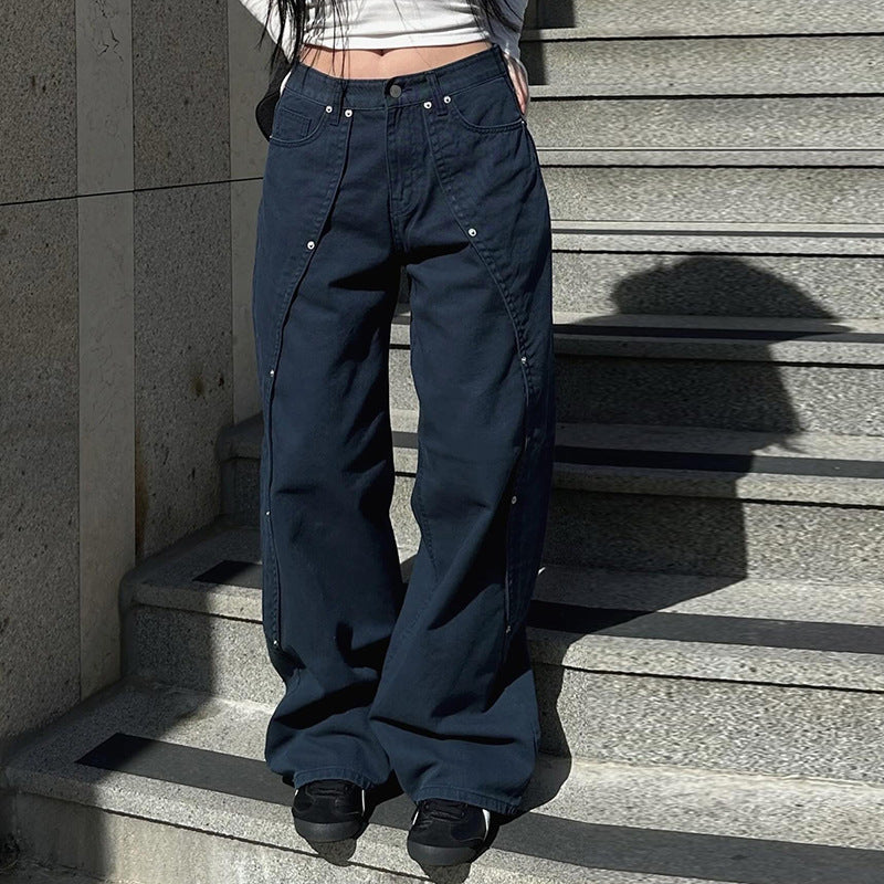 Pin Stripe Y2k Low Rise Boot Cut Jeans