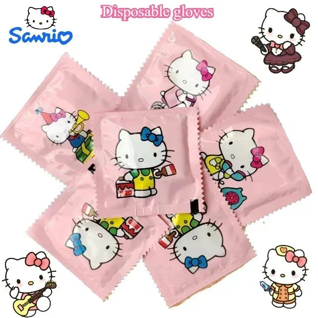100pcs Sanrio Hello Kitty Thickened Portable Disposable Gloves