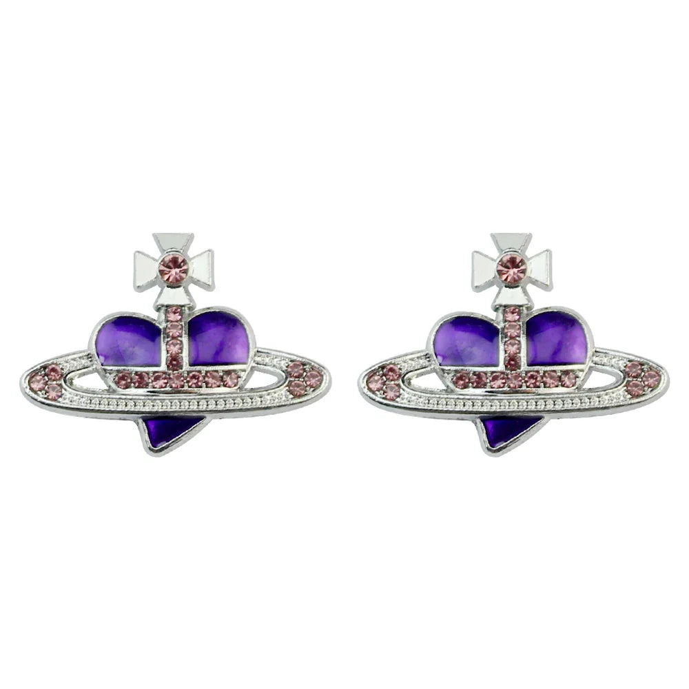 Saturn Heart Diamond Earrings