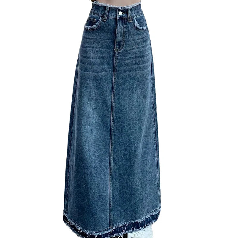 Rough Edge Denim Skirt