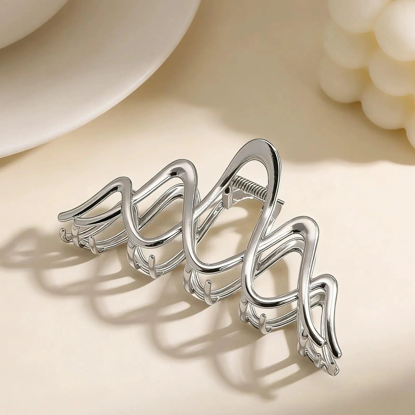 Chrome Liquid Hair Claw Clip