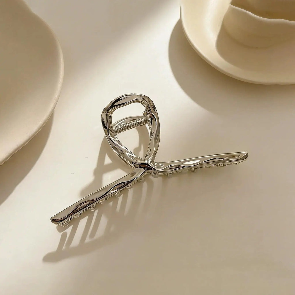 Chrome Liquid Hair Claw Clip