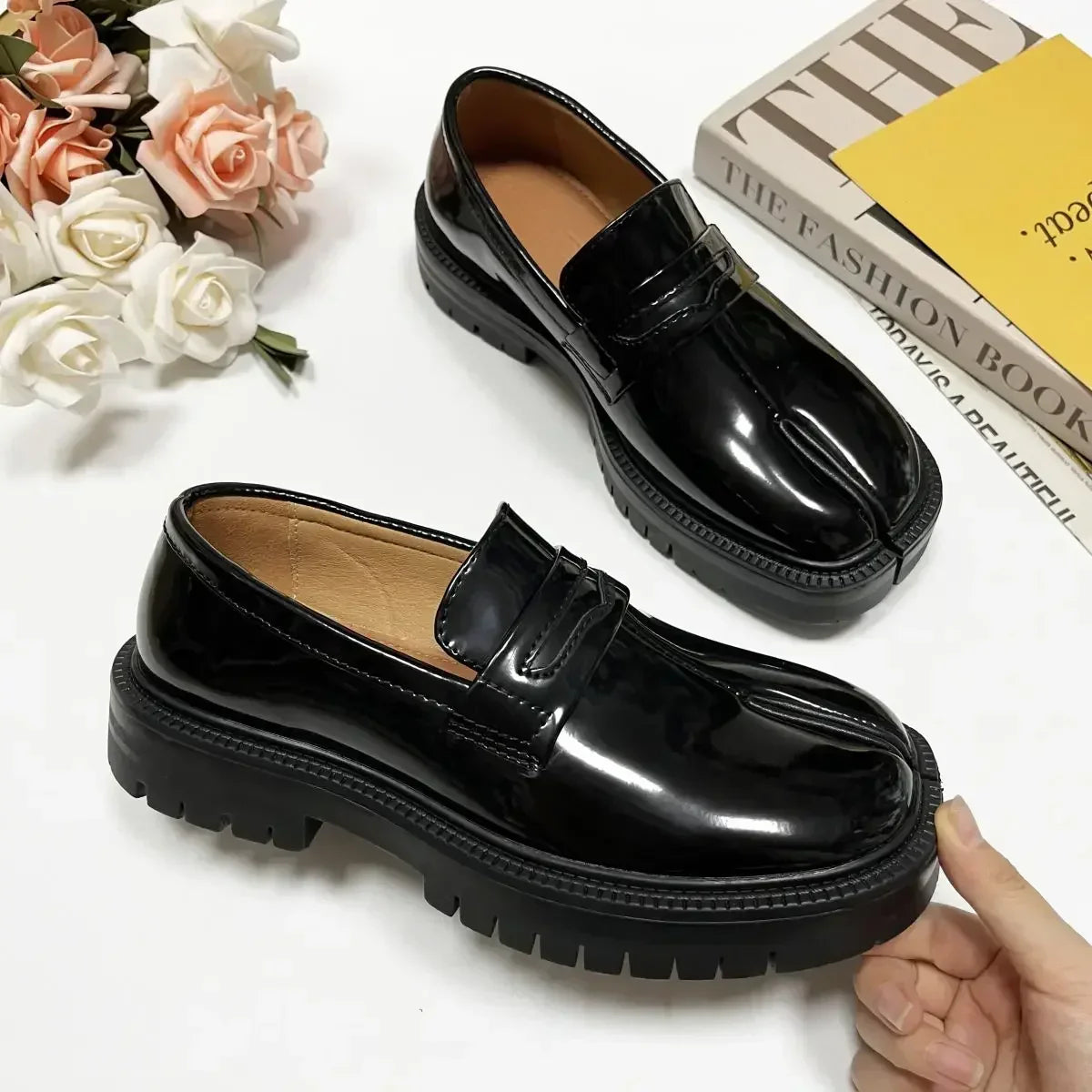 Patent Leather Unisex Tabi Loafers