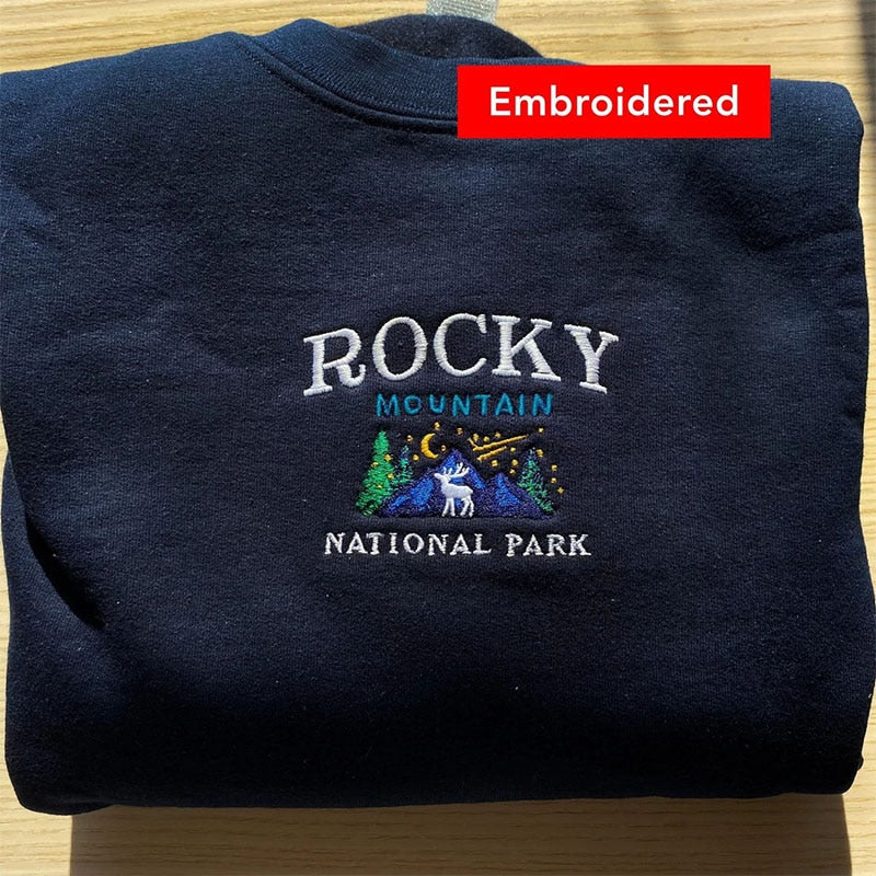 Rocky Mountain National Park Embroidered Thick Sweatshirts